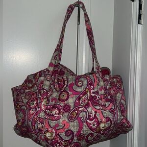 Vera Bradley Paisley Meets Plaid Pattern Large Duffle Bag